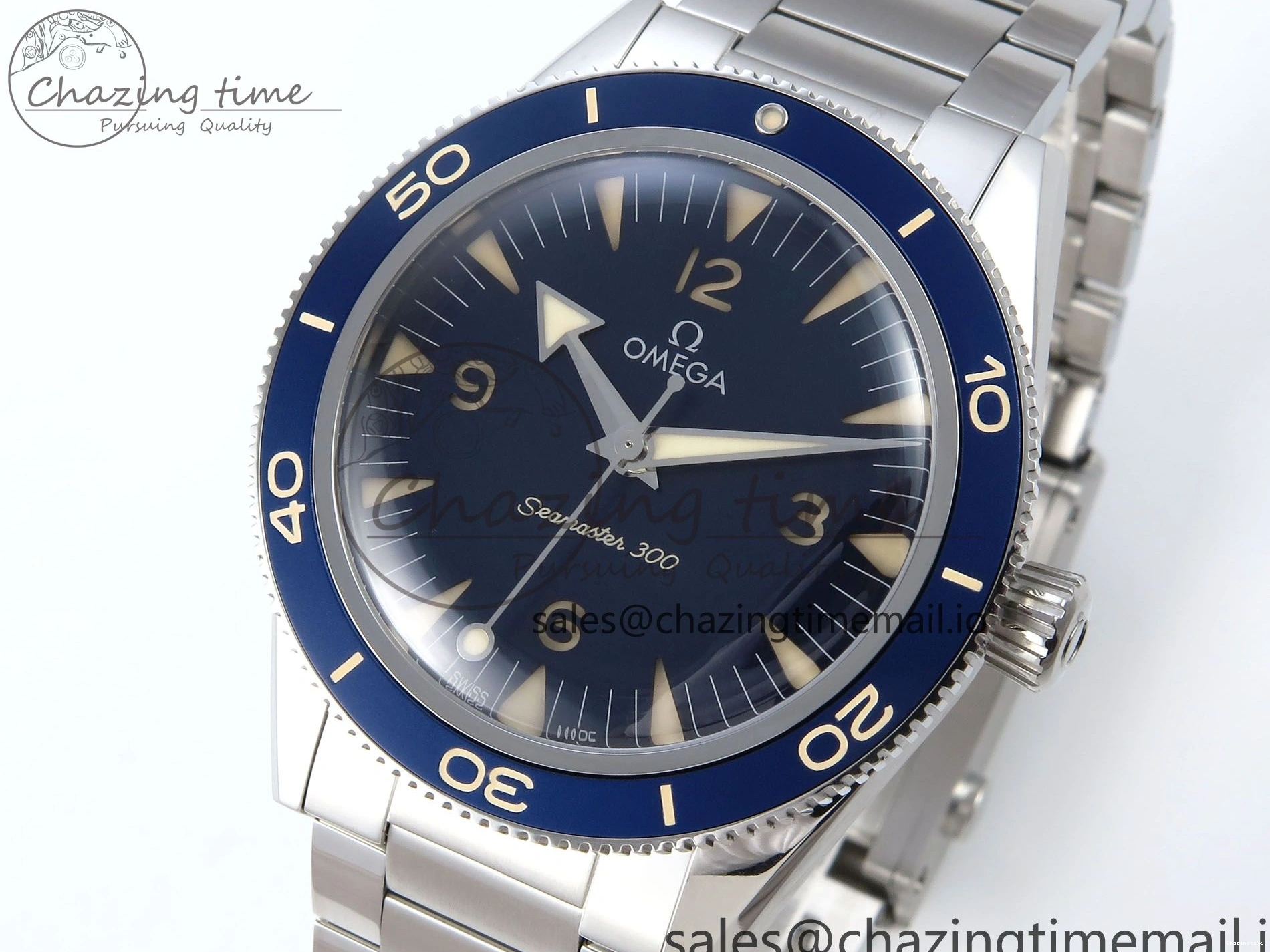0523 Elegant Seamaster 300 Heritage SS VSF 1:1 Best Edition Blue Dial on SS Bracelet A 7701